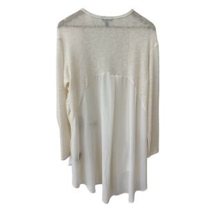 Signature‎ Studio Cardigan XL Ivory Mixed Media Chiffon Back Open Front USA Made